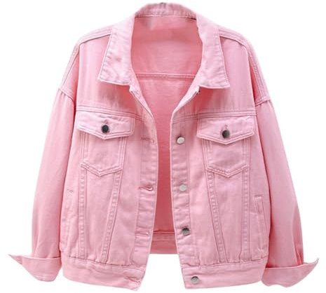 MODSGUE Vestes en jean pour femme, vestes d'été festives, veste en jean, veste d'extérieur Shrug, veste élégante en jean, vêtements de vacances, cardigan grande taille, beige, Rose, 3XL