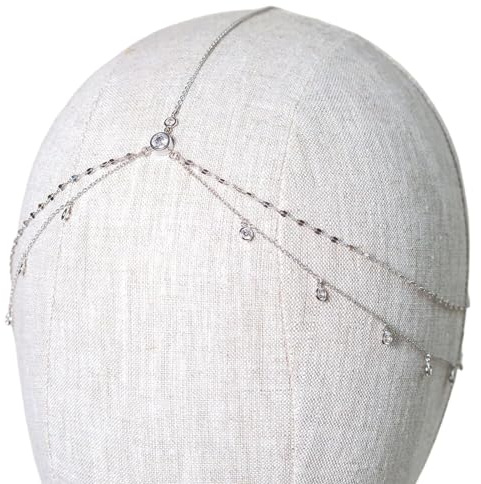 Lange Quastenkette aus Kristall, Brautschmuck, Strasskette, Haarschmuck