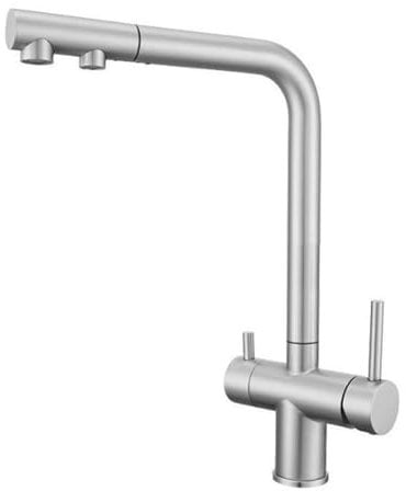 3 Way Kitchen Sink Tap Pull-Out Kitchen Tap Stainless Steel 2 Handles 3 Way Kitchen Mixer Tap-Brushed
