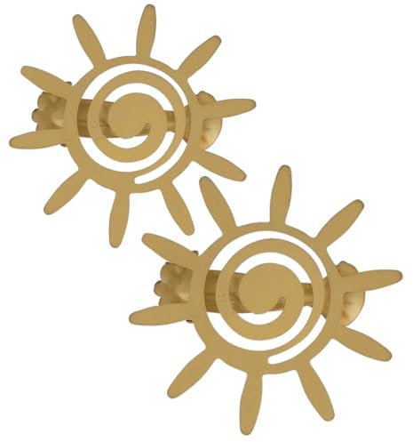 Embrasses, Pinces à Rideaux Décoration en Métal, Modèle Soleil, Couleur Or Mat, 2 Pièces