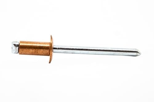 4mm x 12mm Copper Blind Pop Rivet Dome Head Steel Shaft ISO 15977 (Pack of 20) E5B