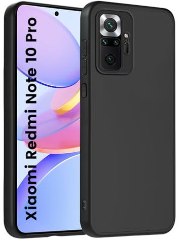 HuwaiH Handyhülle für Xiaomi Redmi Note 10 Pro Hülle, Anti-Schock, Upgraded Kameraschutz, Antikratzer, Anti-Rutsch Schutzhülle, Unterstützt kabelloses Laden, Anti-Fingerabdruck Case(Schwarz)