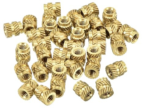 QUARKZMAN 300 Stück Gewindeeinsatz, Gerändelte Einpressmuttern M2 x 4mm L x 3,5mm OD 3D-Druckmessingmuttern weibliche Gewindeeinsätze Messing-Heizeinsatz-Einbettungsmutter