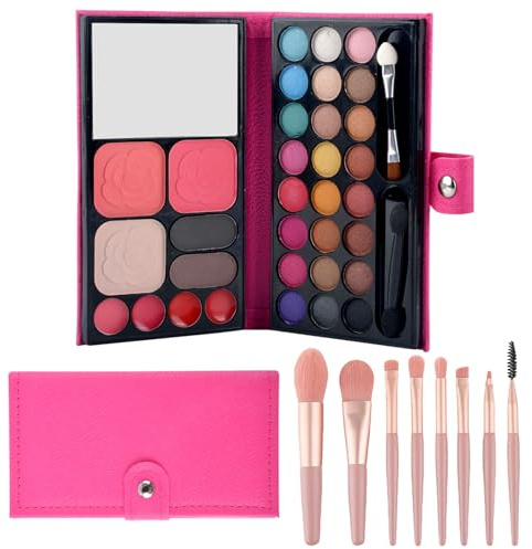 MUNSKT Make-up-Set für Mädchen, 33 Farben für Mädchen, Spielzeug, Make-up-Set für Kinder, 8 Bürsten, 4 5 6 7 8 9 10 11 12 Jahre 3 + Geburtstag, Weihnachten, Halloween, Thanksgiving