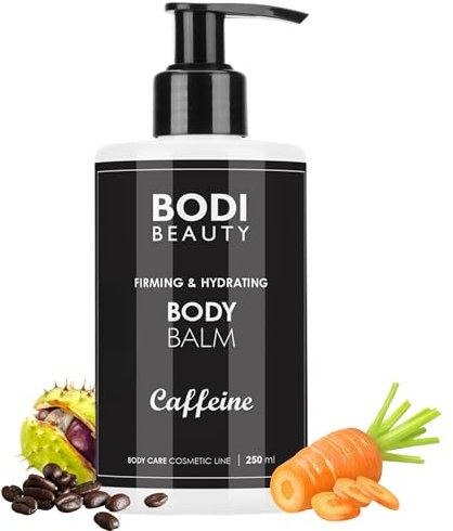 BODI BEAUTY – Anti-Cellulite Body Balm 250 ml – Körperlotion mit Koffein, Q10, Beta-Carotin, Kollagen & Rosskastanienextrakt | straffes, glatteres Hautgefühl | schnell einziehend, für alle Hauttypen