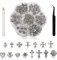 BPTRKOM 75 Stück 3D-nail charms- silberner Nail-Art-Charm mit Gothic-Retro-Punk-Herzen und Totenköpfen,verchromtes Metall Nail-Art-Charm mit Gothic-Retro-Punk-Herzen und TotenköpfenNagel Deko
