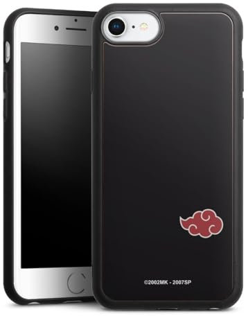 Holz Case kompatibel mit Apple iPhone 8 Walnuss Handyhülle Echtholz Hülle Akatsuki Naruto Shippuden Offizielles Lizenzprodukt