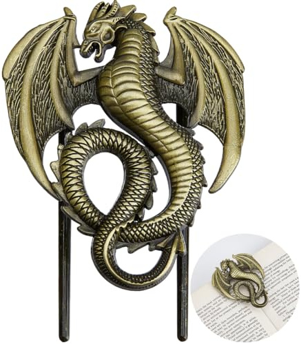 craspire Lesezeichen Im Vintage Stil Drachen Design Metall Antik Bronze Geben Sie Ihre Hände Frei Seitenhalter Für Tagebücher Bücher Buchliebhaber Büroangestellte