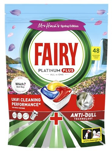 Fairy Platinum Plus All in One Dishwasher Tablets, Lemon, 48 Tablets, Our Best Cleaning For A Clean Like New, Removes Dullness & Prevents Limescale