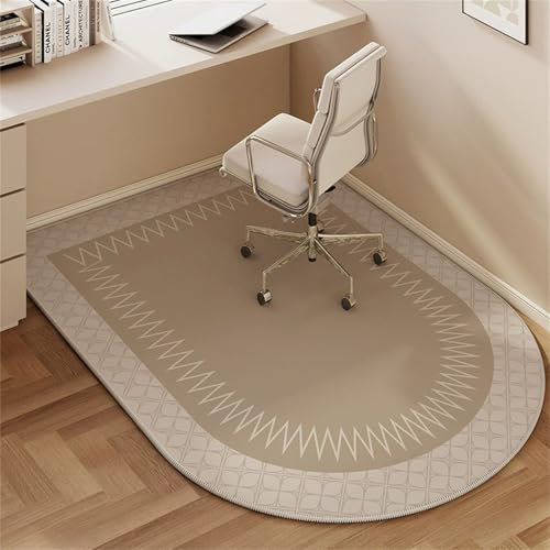 Surwin Bogenförmig Bürostuhl Unterlage Teppich, Minimalistisch Stil Bodenschutzmatte für Bürostuhl Hartböden Parkett Laminat, Bürostuhlunterlage mit rutschfest Gummiboden (Vintage Stil,90x150cm)