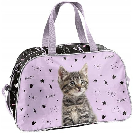 Ragusa-Trade Kinder Mädchen - Sporttasche Katze Kätzchen (25CE), 40 x 25 x 15 cm, rosa/schwarz