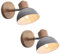 WOTTES Wandlampe Retro Holz E27 Wandbeleuchtung Vintage Innen Wandleuchte Moderne Wandlicht Wandstrahler Industrial Wall Lamp für Wohnzimmer Korridor Treppen Schlafzimmer (2 Stück, Grau)