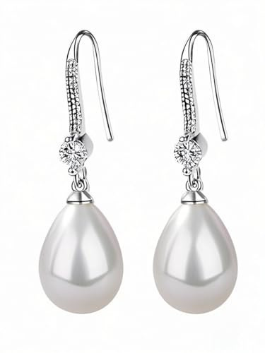 Tivleed Pearl Earrings, Pearl Drop Earrings, Dangle Earrings for Women, Hypoallergenic Bridal Wedding Jewellery Gift, Anniversary Birthday Special Occasion Present