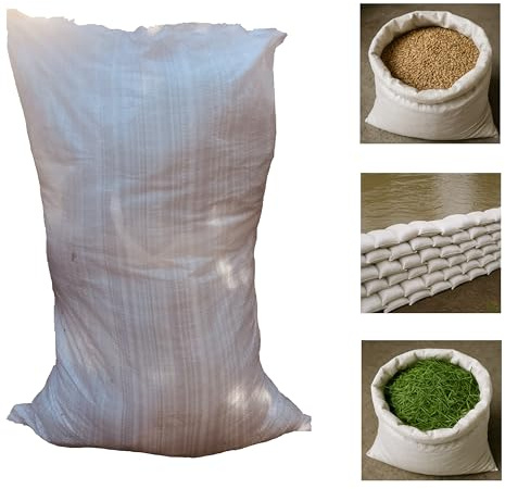 VEZODEK Sacchi per Macerie Edilizia in Polipropilene 60x90cm | Sacchetti Sabbia Zavorra Vuoti Antiallagamento | Sacco per Erba Tagliata Calcinacci Giardinaggio Patate Foglie Giardino Legna (50)
