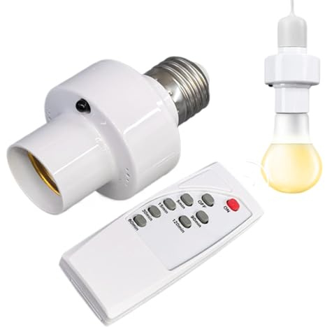 ZHUMCCY Funksteckdose Für Lampen | E27 Fassung Mit Fernbedienung - Mit Zeitschaltuhr, Kabellose Lampenhalterung Für Smart Home Wohnzimmer Garage
