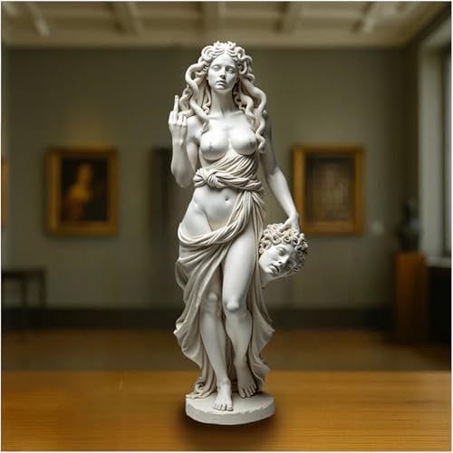 Macamolly Der Mittelfinger der Medusa Skulptur Medusa mit Attitudee Das Original Symbol für Talk to The Hand 20cm Statue Room Decor Deko Wohnzimmer