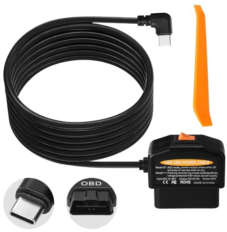BTFO OBD2-Dashcam-Stromkabel, Unterspannungsschutz (11,6V/23,4V) OBD-Zu-Typ-C-Adapter 24/7-Parkmodus & Acc-Erkennungsmodus Kontinuierliche Aufnahme Plug & Play