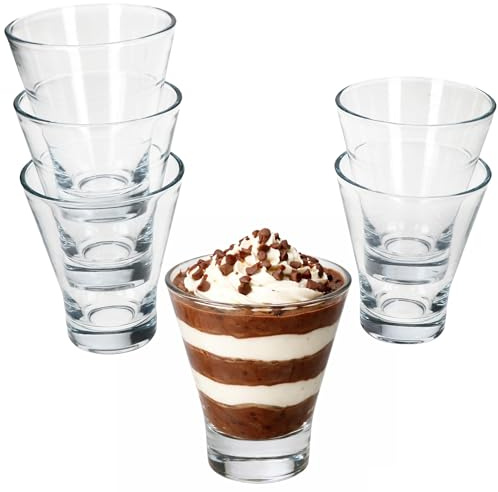 MamboCat YPSI 6er Set Dessertgläser aus Glas I 150 ml I kleine konische Gläser mit dickem Boden I für Dessert, Schichtsalat, Snacks & Shots I stapelbar I für Party, Geburtstage
