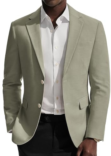 PJ PAUL JONES Mens Blazers Smart Casual Suit Jackets Linen Blazer | 2 Buttons, X-shaped, slightly elastic, double rear fork