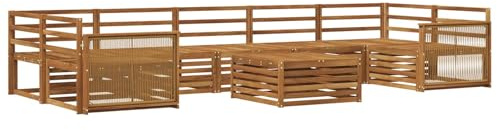 vidaXL Outdoor-Sofagarnitur 8 pcs Natur Massivholz Akazie, Moderner Garten-Sofa, L-förmige Möbel, Terrassen-Lounge, Sitzgruppe für draußen, bequem im Garten