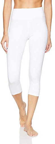 Splendor flying Damen Yoga Capri Legging Innere Tasche Non See-Through Stoff Gamaschen groß Weiß