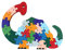 PROW® Winding Dinosaur 3D Wooden Jigsaw Children 26 Blocks Numbers Alphabet A to Z Safe and Non-toxic Puzzles for Preschool Toddler
