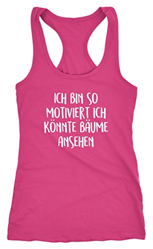 MoonWorks Damen Tanktop Spruch lustig Ich Bin so motiviert ich könnte Bäume ansehen Racerback Alt-rosa M