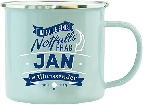 History & Heraldry Echter Kerl - Emaille Becher Jan - individuelle und personalisierte Tasse mit Name und Spruch