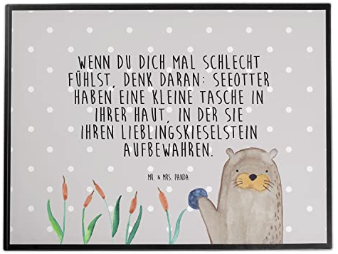 Mr. & Mrs. Panda Schreibtischunterlage Otter Stein - Geschenk, malunterlage, Fun Facts, Witzige Fakten, Unterlage Schreibtisch, Seeotter, Pflanzen, Schreibunterlage, tischauflage
