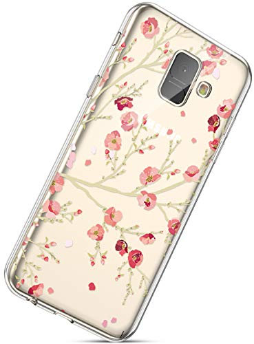 Herbests Handyhülle Samsung Galaxy A6 2018 Schutzhülle Silikon hülle Transparent Ultradünn Clear Cover Handytasche Weich Durchsichtig Klar Schutzhülle Case Cover Tasche,Sakura