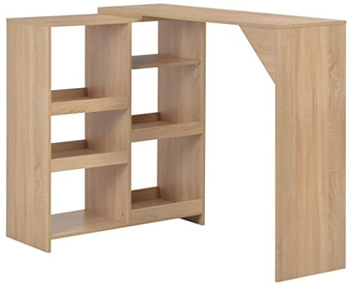 vidaXL Bartisch mit Beweglichem Regal Bartresen Stehtisch Tresentisch Bistrotisch Küchentheke Frühstückstisch Küchentisch Eichenbraun 138x39x110cm