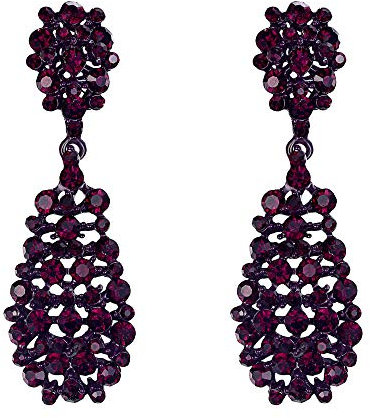 EVER FAITH Damen Ohrringe Voll Kristall Art Deco Vintage Stil Ohrhänger für Hochzeit Party Dunkel Lila Schwarz-Ton