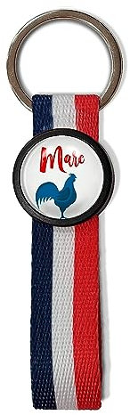 Porte-clés France Personnalisé avec nom. Porte-clés textile avec drapeau. Divers Designs. Cadeau personnalisé. La France. COQ