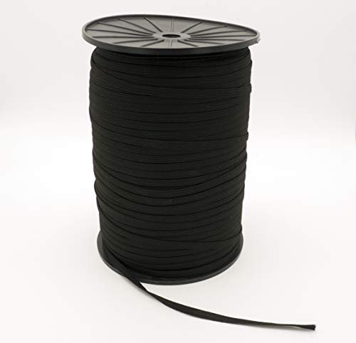 Goma elástica plana de 6 mm. para costura negra, banda crochet elástica 514 metros.