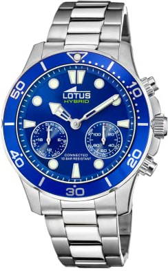 Lotus Uhr Smart Herren Hybrid Connected aus Edelstahl 316l | Analog-Smartwatch, Wasserdicht 10 ATM 18800/1, Musiksteuerung, Schrittzähler, Anrufbenachrichtigung und -ablehnung