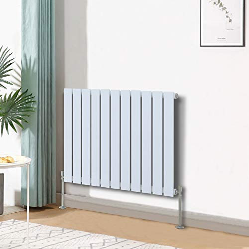 Blümme Modern Radiator Horizontal Single Flat Panel Design Bathroom Heater Central Heating Radiators 600 x 748mm White