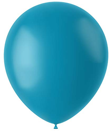 Folat 19653 - Latex Luftballons Oval - türkis matt - 33cm - 100 Stk.