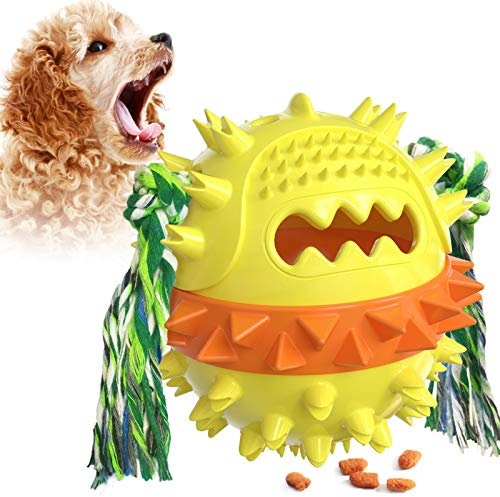 Hundespielzeug mit Saugnapf, Kauspielzeug, Pet Molar Toy, Multifunktions Spielzeug, Zahnreinigung für Haustiere Hunde, Kauseil Ball Spielzeug, Interactive Welpenspielzeug (Yellow)