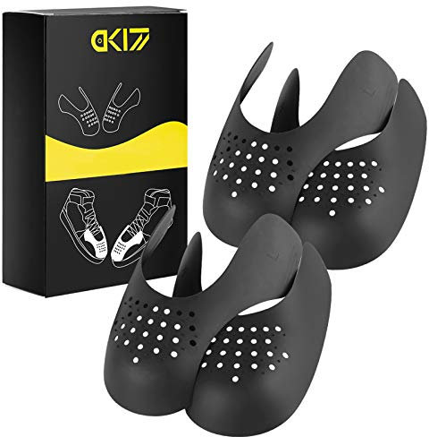 DK177 2 Pairs Sneaker Crease Protectors, Anti Wrinkle Shoe Crease Guards for Air Force 1, Women's UK Size 3-6.5 - Black