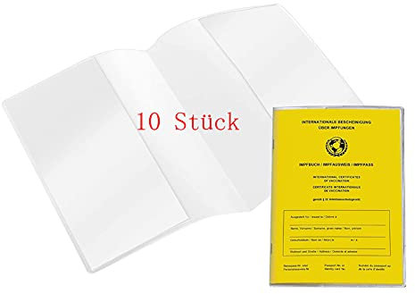 10 Stück Impfpass Hülle alter Impfpass 93 x 130 mm | Schutzhülle für Impfausweis alt Impfpasshülle doppelseitig | Impfausweishülle transparent klar