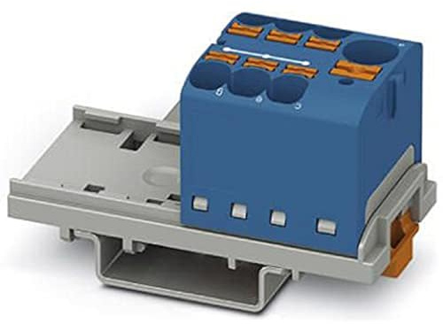 PHOENIX CONTACT PTFIX 10/6X4-NS35 BU Verteilerblock, 800 V, 63 A, Anzahl der Anschlüsse 7, Querschnitt 0,2 mm²-6 mm², AWG 24-10, Breite 28,6 mm, Blau, 1 Stück