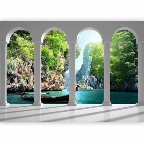 murando Fotomurales Paradies 350x256 cm Papel pintado tejido no tejido Decoración de Pared decorativos Murales moderna de Diseno Fotográfico Naturaleza Paisaje Mar Lago c-C-0454-a-a
