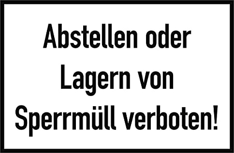 Abstellen oder Lagern von Sperrmüll verboten!, Alu, 300x200 mm