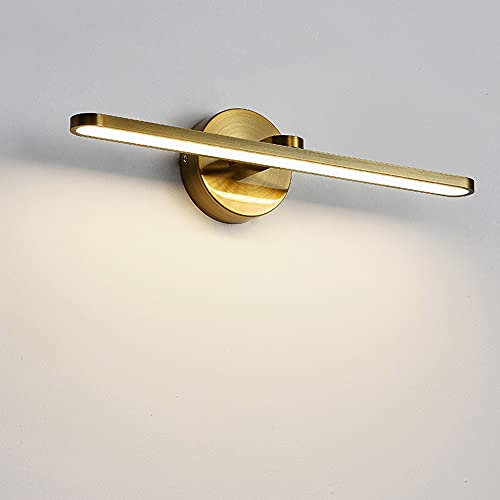 Quevia-Eletro Bronze LED Spiegelleuchte Aluguss Retro Beschlagfrei Make Up Spiegel Licht Eisen & Acryl Bad-Beleuchtung Wandlampe 14W für Wandbild Badezimmer Nachttischlampe Küche 3000K