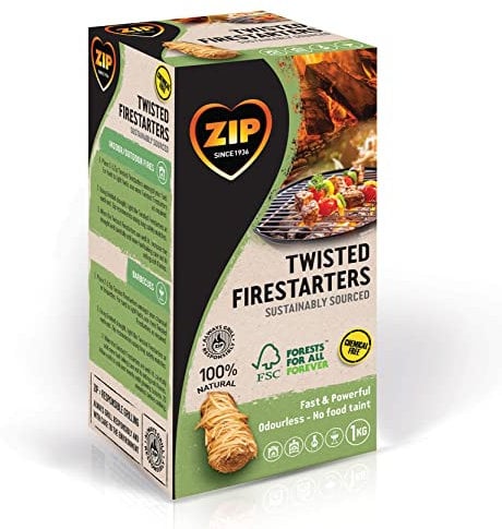 ZIP Twisted Firestarters | Fast Lighting, 80 Natural Wood Wool Firelighters, Perfect for the BBQ, Wood Burner, Stove, Firepit, Pizza Oven or Chiminea, Sustainably Sourced, Chemical Free, Odourless