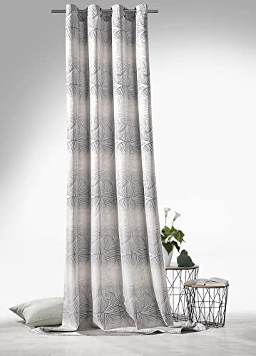 heimtexland ® Ösenschal Deko Vorhang Gingko Blatt Jacquard Dekoschal Gardine Blickdicht HxB 245x140 Typ795 Farbverlauf Silber