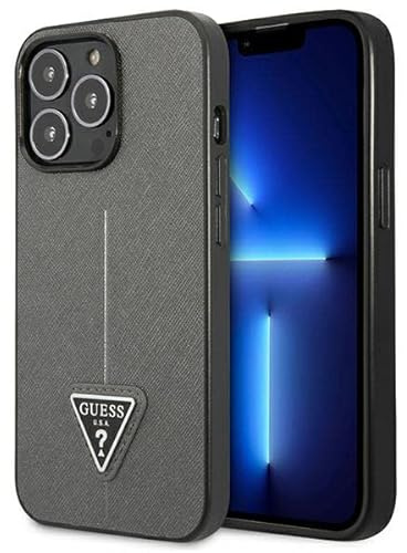 GUESS GUHCP13LPSATLG Hard Case for iPhone 13 Pro / 13 6.1 Inch Silver with SaffianoTriangle Logo