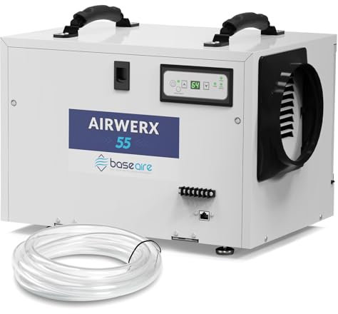 BaseAire Déshumidificateur compact commercial industriel pour cave, garage, grenier, maison entière - 500 ml