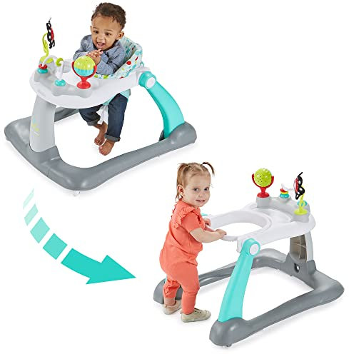 Kolcraft Tiny Steps 2-in-1 Faltbarer Säuglings- und Baby-Lauflernwagen mit Rädern, sitzendem oder begehbarem Design, unterhaltsame Entwicklungsaktivitäten für Jungen und Mädchen, breite Basis