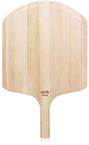 New Star Foodservice 536167 Commercial Grade Pizza Peels, 16 L x 18 W Plate, with 8 L Wooden Handle, 26 Overall Length